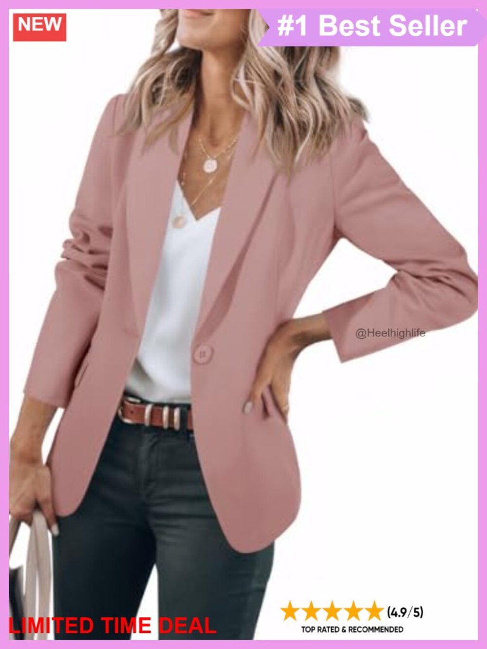 Womens Slim Fit One Button Long Sleeve Blazer Office Work Suit Jacket